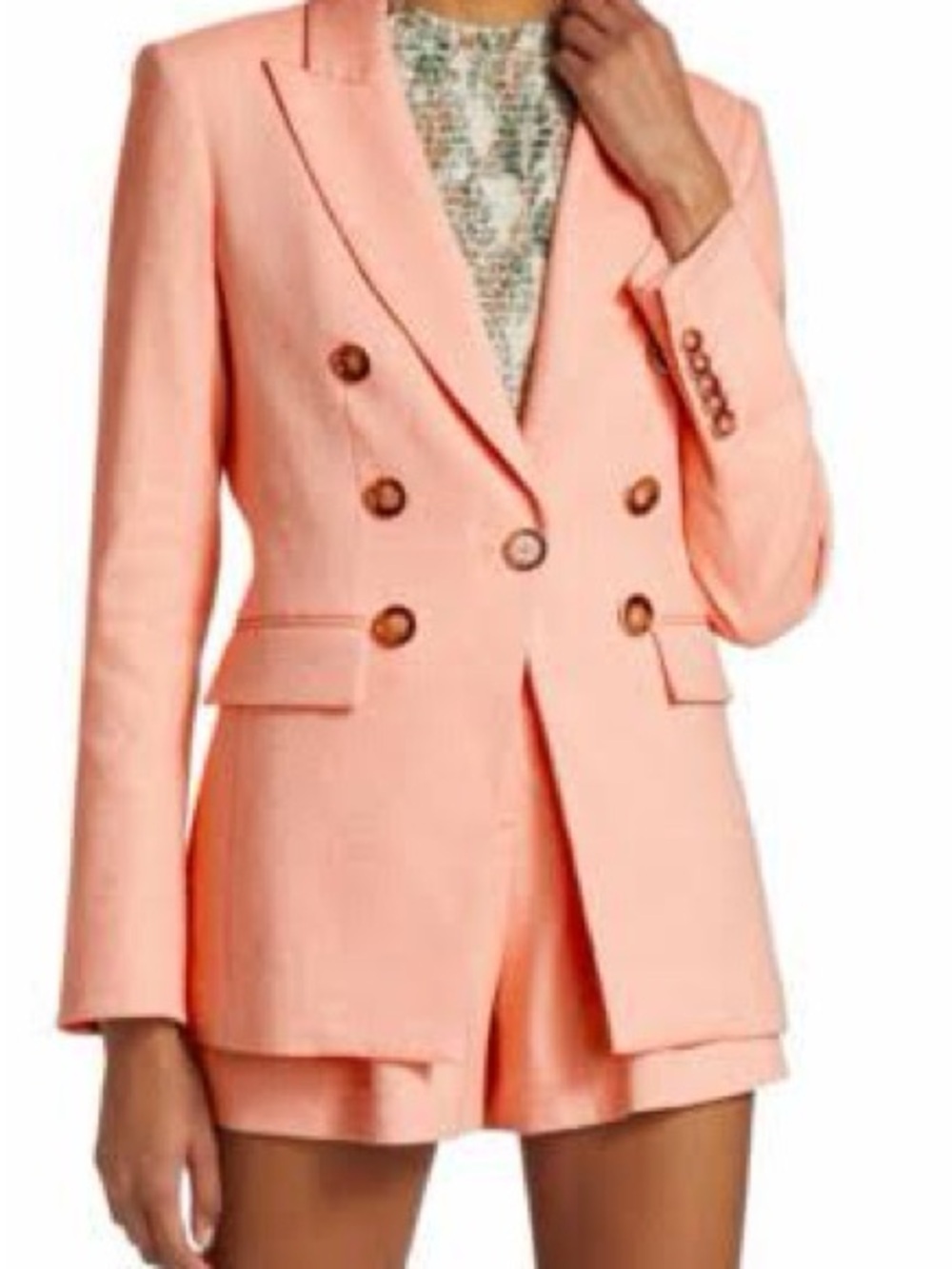Veronica Beard Gaya Dickey Coral Linen Blazer - size 4